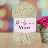 NTGS Velvet Glitter Yarn – Dark Cream Shade No. 14 | Ultra Soft 100% Polyester Yarn
