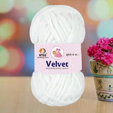 NTGS Velvet Glitter Yarn – White Shade No. 17 | Ultra Soft 100% Polyester Yarn