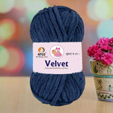 NTGS Velvet Glitter Yarn – Navy Blue Shade No. 20 | Ultra Soft 100% Polyester Yarn