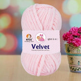 NTGS Velvet Glitter Yarn – Baby Pink Shade No-1 | 100% Polyester Ultra Soft Chenille Yarn